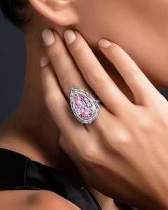 ใหม่ S925 เงินนำเข้ารูปทรงลูกแพร์ 4*7 หยดน้ำแยกสีแหวนเครื่องประดับสตรี - Product Image 1