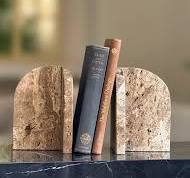 Porte-livres en marbre travertin moderne, décoration intérieure neutre de luxe - Product Image 3