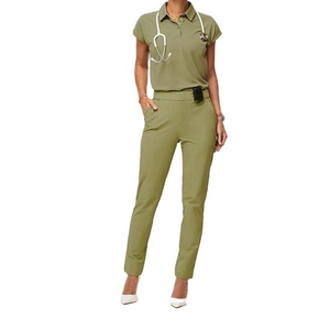 2025 <b>Doctor</b> Unisex Denim Scrub <b>Set</b> Short Sleeve Fashion Zipper Design Medical Dental Laboratory Apparels - Product Image 1