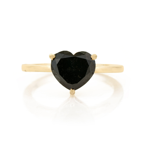 Productos en Oferta, Precio al por Mayor, Anillo Solitario con Forma de Corazón de Diamante Negro, Oro Amarillo K14, Joyería de Compromiso, Fabricante - Product Image 1