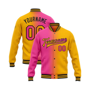 New Customizable Gray Varsity Jacket Men's Letterman Style with Red Trim and Team Name Print Front <b>Back</b> Personalized Design - Product Image 6