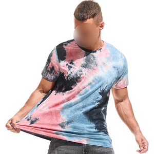 Men's Tie-Dye Short Sleeve T-<b>Shirt</b> O-Neck Regular Fit Cotton Knitted Casual Patterned Top - Product Image 4