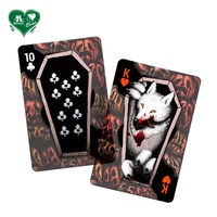 Cartes à Jouer Personnalisables pour Halloween avec Logo, Design Cercueil Secret de Jack-O'-Lantern Imprimé Brillant, Cartes Transparentes
