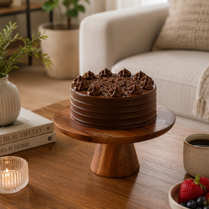 Support à gâteau en bois d'acacia de qualité supérieure 30x30x12 cm |   Présentoir à dessert en bois pour gâteaux, cupcakes, pâtisseries, décoration de table - Product Image 5