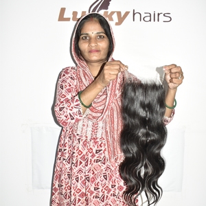Extensiones de Cabello Humano Virgen Indio Natural Remy Sin Procesamiento Químico, Ondulado, con Cierre HD Sedoso, Ondas Sueltas, Color Negro - Product Image 6