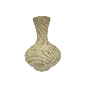 Jarrón Redondo de Ratán Blanco Ecológico, Maceta Decorativa Tejida a Mano para Hogares, Hoteles y Resorts - Product Image 1