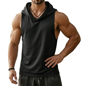 Custom Wholesale Cotton <b>Blend</b> Sleeveless Hooded Muscle Tank Men High Quality Fitness Gym Training Bodybuilding Tank Tops For Men - Product Image 6