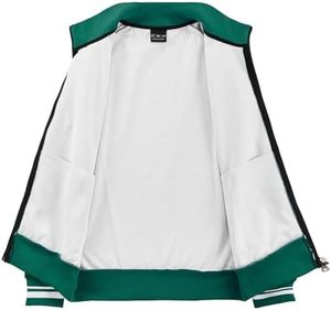 2026 Men Tracksuit Green Plaid Full <b>Zip</b> Stand Collar Side Pockets Polyester Sporty Autumn Style Regular Fit Adult Casual Wear - Product Image 4