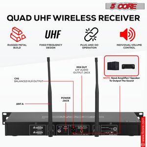 Sistema Microfonico Professionale Wireless UHF a 8 Canali con Microfoni Dinamici Portatili Senza Fili per Karaoke - Product Image 2