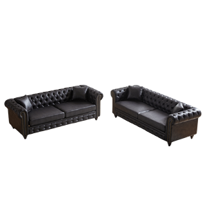 Divano Moderno FX a 3 Posti per Soggiorno con Struttura in Legno Massello e Piedi in Legno, 4 Cuscini, Set di Mobili per Appartamento 3 Posti + 3 Posti - Product Image 3