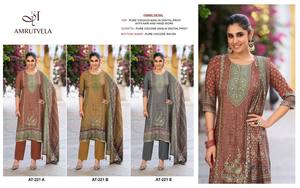 Nouvelle collection de salwar-kameez semi-cousus en mousseline de viscose avec impression numérique, broderie Aari et travail manuel, et dupatta. Fournisseur mondial. - Product Image 2