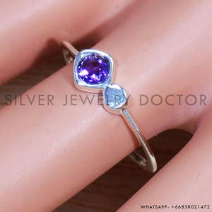 Bague en améthyste naturelle, argent sterling 925, pierres précieuses taillées, prix de gros, bagues et bijoux légers - Product Image 2