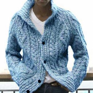 Pull-over en laine/viscose anti-boulochage pour homme, couleur unie, col montant, manches longues, tricoté, style cardigan, collection automne/hiver - Product Image 6