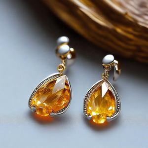 Pendientes colgantes de piedras preciosas con forma de limón y Plata de Ley 925 chapados en oro de 18 quilates para mujeres y niñas - Product Image 3