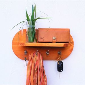 Porte-clés mural en bois durable et écologique, organisateur de courrier et de clés - Product Image 6