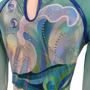 Green Sparkle Printed Cheerleader Uniform High Stretch 100% Polyester Competition Performance Set for Adults - Product Image 4