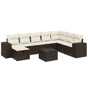 Conjunto de sofás de jardín grandes y modulares de ratán sintético marrón - Product Image 2