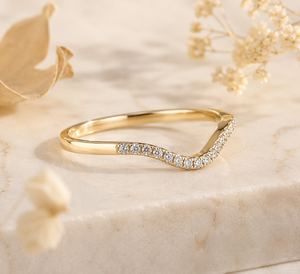 แหวนแต่งงานทอง 14K แบบโค้งประดับเพชรพาเว่ สไตล์มินิมอล งานสั่งทำ เครื่องประดับชั้นดีสำหรับผู้หญิง แฟชั่นสำหรับงานปาร์ตี้ - Product Image 2