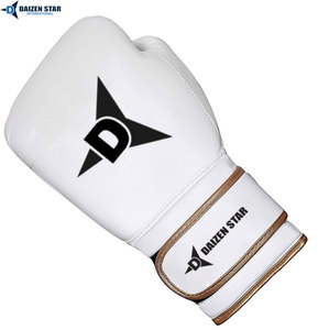 Daizen Star White Leather Boxing Gloves Lace-Up Wrist <b>Strap</b> Breathable Training Gear for Adults - Product Image 6
