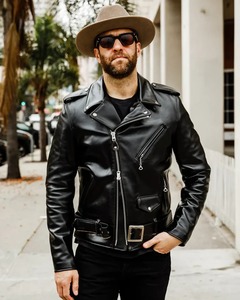 Men Classic Genuine Leather <b>Biker</b> <b>Jacket</b> Motorcycle <b>Jacket</b> - Product Image 1