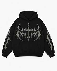 Sweat-shirt pour homme de haute qualité en polyester/coton, à blocs de couleur, brodé, avec poche avant, effet délavé, mode, grande taille - Product Image 1