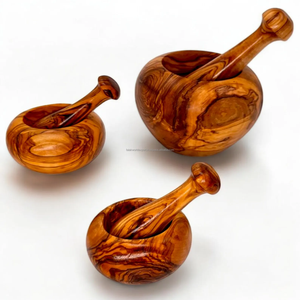 Mortero de madera de coco hecho a mano y molinillo de madera natural para cocina por Falak World Export - Product Image 1