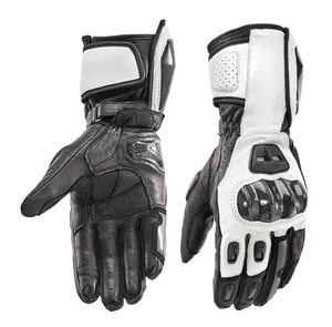 Guantes de Motocicleta de Cuero, Dedos Completos, Negros con Paneles Naranjas, Antideslizantes, Correa de Muñeca Ajustable, Unisex, para Conducción al Aire Libre - Product Image 5