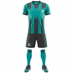 Conjunto de Camiseta de Fútbol para Hombre WARPRO, Manga Corta, Diseño Sublimado a Rayas con Degradado, Poliéster que Absorbe la Humedad, para Adultos, Todas las Temporadas - Product Image 1