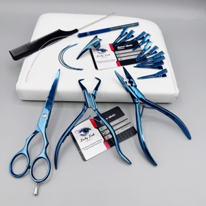 Kit de Extensión de Pestañas de Uso Profesional Lucky Lash Tools, Tijeras Grandes de Acero Inoxidable con Plasma Azul, Peine para Extensiones de Cabello - Product Image 3