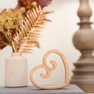Stylish Wooden <b>Heart</b> Table Centerpiece For Modern Home Decor And Special Occasion Table Decoration - Product Image 1