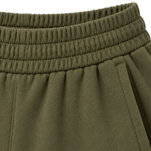 Pantalon de survêtement vert olive à jambes larges pour femme, taille élastique, coupe ample, en molleton de coton, pantalon de détente oversize, streetwear décontracté - Product Image 5