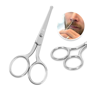 Ciseaux à poils de nez arrondis en acier inoxydable ciseaux à poils faciaux pointe émoussée pour sourcils nez moustache barbe toilettage argent - Product Image 2