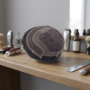 Perruque Toupet Homme en Cheveux Humains Traités à l'Acide avec Dentelle Frontale, Cheveux Indiens Remy Taz Hair Bangladesh, Ondulation Profonde, Trame Simple, 50% Gris - Product Image 3