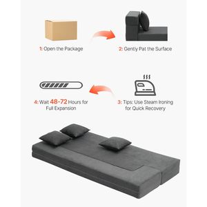 Divano Letto a L Pieghevole 3-in-1 con Materasso in Memory Foam 25D, 3 Cuscini e Rivestimento Lavabile - Product Image 6