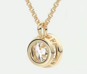 Collar con Colgante de Bisel Redondo con Diamante Moissanite VVS, Plata 925 Chapada en Oro, al Mejor Precio para Mujeres, Ideal para Fiestas - Product Image 3