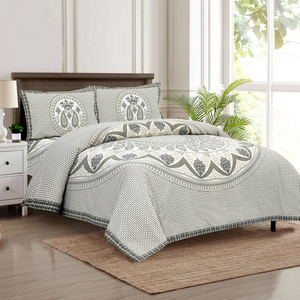 Parure de lit décorative Golcha imprimée à la main, 100% coton, motif floral, 300 fils, résistante à la décoloration, toutes saisons, personnalisable, qualité supérieure 40 fils, 3 pièces - Product Image 3
