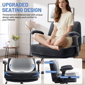 Chaise de bureau Criss Cross avec accoudoirs rabattables, tissu confortable, siège large réglable et coussin épais, roulettes incluses - Product Image 3