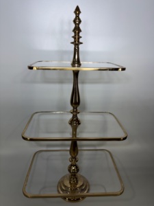 <b>Crafts</b> Village Gold Metal Cake Stand Glass Tray Eco-Friendly Handmade Dessert Display Serving Holder for Weddings Birthday - Product Image 4