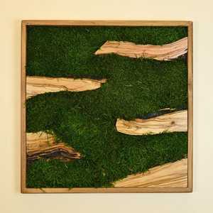 Arte de Pared 3D con Plantas Verdes y Musgo, Decoración Artística con Marco de Madera, Panel de Musgo Preservado para Decoración de Interiores de Oficina - Product Image 5