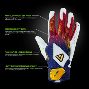 Top Premium Quality leather Customizable Baseball Batting <b>Gloves</b> premium leather Closure <b>type</b> hook and loop full finger - Product Image 2
