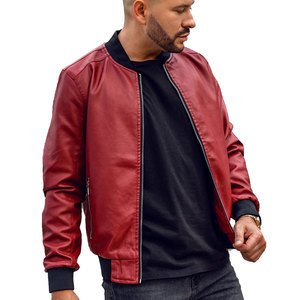 Chaqueta Bomber de Piel de Vaca Casual de Invierno para Hombre, con Cuello Alto y Cierre de Cremallera, de Alta Calidad, Resistente al Viento y Ecológica, Servicio OEM, Gran Venta - Product Image 1