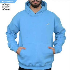 Sweat-shirt à capuche surdimensionné uni de haute qualité, sans cordon, en molleton épais, personnalisable avec logo, grandes tailles pour hommes - Product Image 1