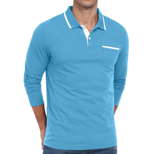 Polo de Manga Larga para Hombre, Transpirable, Casual, para Golf, con Bolsillo, Suministro de Fábrica, Superventas - Product Image 1