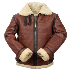 Hot Selling <b>Men's</b> <b>Shearling</b> Leather Motorcycle <b>Jacket</b> Plus Size Winter Warm Windproof Waterproof Stand Collar Breathable Zipper - Product Image 1
