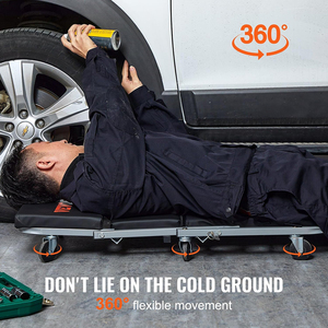 36 inch Creeper Seat Folding Car Repair <b>Bed</b> Capacity 300Lbs <b>Padded</b> Seat Steel Frame Portable Swivels Black GAPGAR034 - Product Image 4