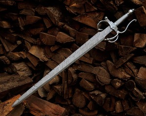 Épée courte artisanale en acier Damas, style Viking médiéval, avec fourreau, mini épée, épée Viking - Product Image 5