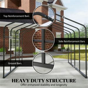Tettoia in Metallo Grigio Scuro per Auto, Protezione da Sole e Pioggia per Garage e Parcheggi - Product Image 3