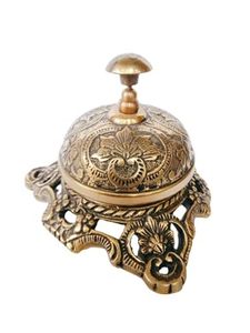 Handmade <b>Brass</b> Engraved Desk <b>Bell</b> Shiny Vintage Table Counter <b>Bell</b> for Home Hotel Reception Office Decor - Product Image 2