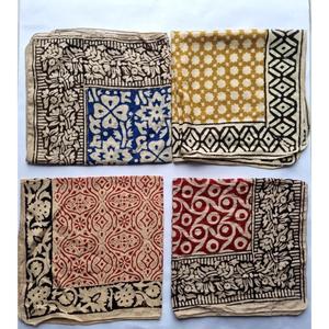 Pañuelo de algodón indio con estampado Bagru, bandana floral para mujer, hecho a mano, estilo bohemio, para la cabeza y el cuello. - Product Image 5