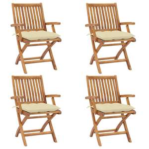 ชุดเก้าอี้สวนไม้สักพับได้มาตรฐาน 4 ตัว ทนทานและประกอบง่าย - Product Image 1